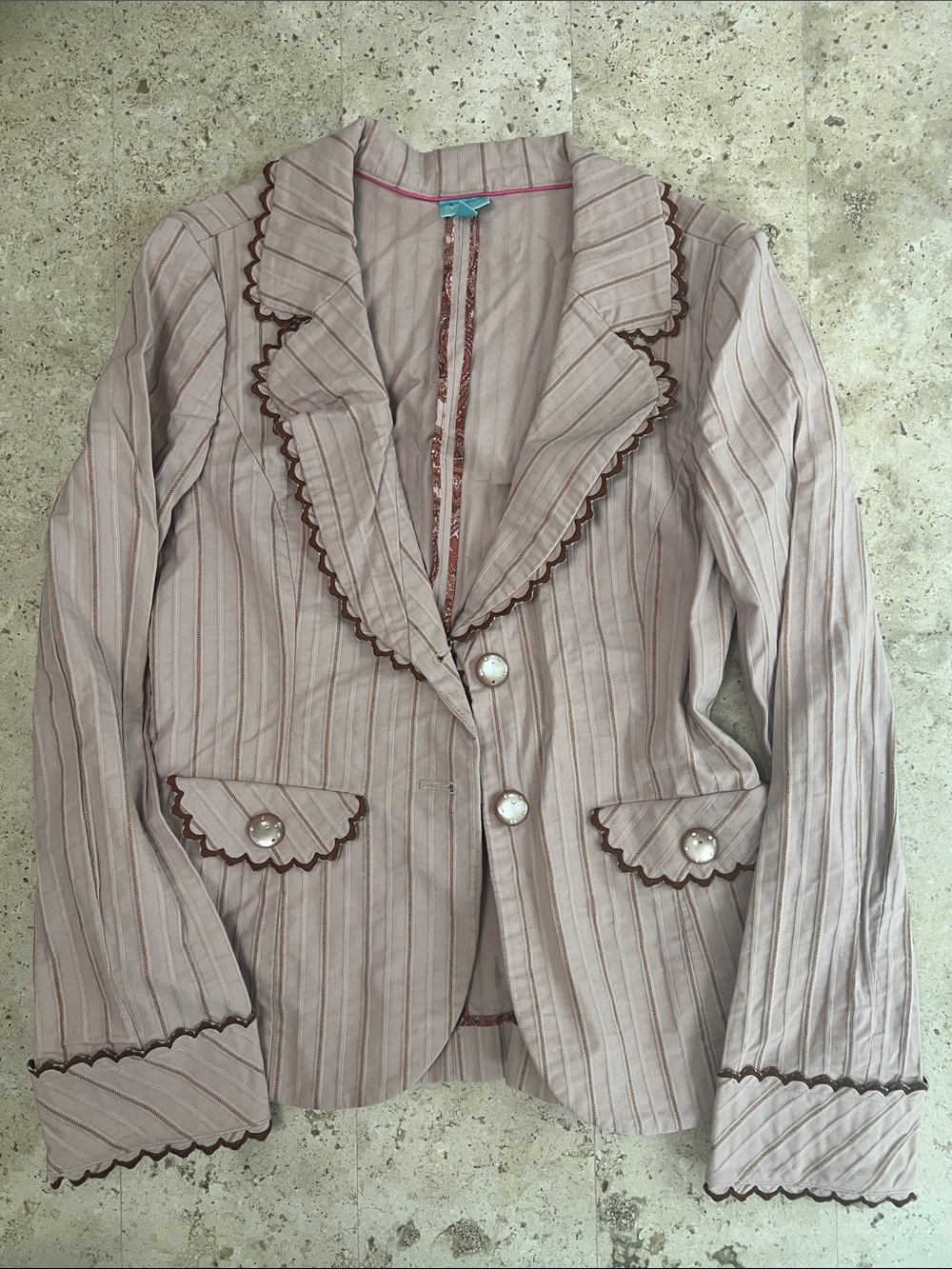 Cacique Blush Pink Scalloped Trim Blazer